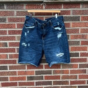 Old Navy Dark Blue Denim Distressed Jean Shorts Jorts